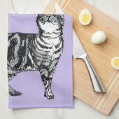 Linge De Cuisine Tabby Cat Merry Christmas Purple Lavender Pastel (Quart Plié)