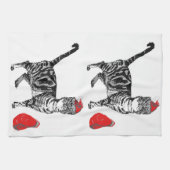 Linge De Cuisine Tabby Chat Noël Cool Chat Rouge Blanc (Horizontal)