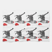 Linge De Cuisine Tabby Chat Noël Cool Chat Rouge Blanc Tea Serviett (Horizontal)