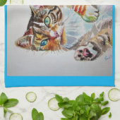 Linge De Cuisine Tabby tabbies Cute Chat chats aquarelle Tea Towque (Plié)