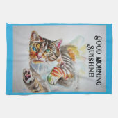 Linge De Cuisine Tabby tabbies Cute Chat chats aquarelle Tea Towque (Horizontal)