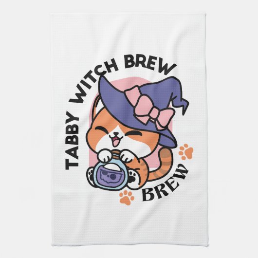 Linge De Cuisine Tabby Witch Brew – Cute Halloween Cat Design (Vertical)