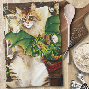 Linge De Cuisine Table Top Jeu Dragon Chat