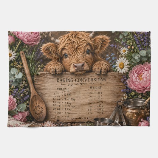 Linge De Cuisine Tableau de conversion de vache Highland adorable (Horizontal)