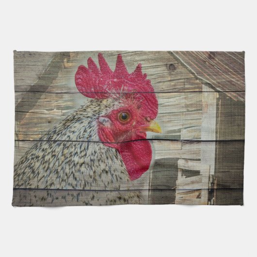 Linge De Cuisine Tableau de la grange de poulet rustique Rooster (Horizontal)