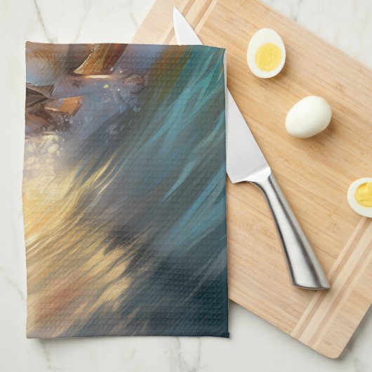 Linge De Cuisine Tableau de surf de plage beagle (Quart Plié)