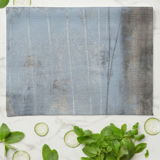 Linge De Cuisine Tableau gris et bleu Abstrait (Plié)