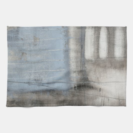 Linge De Cuisine Tableau gris et bleu Abstrait (Horizontal)