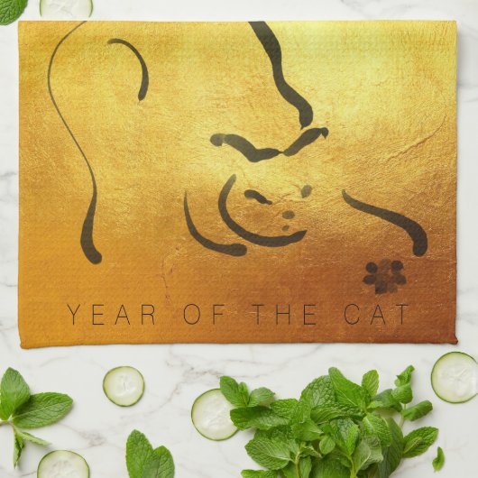 Linge De Cuisine Tableau original Chat Nouvel An vietnamien 2023 KT (Plié)