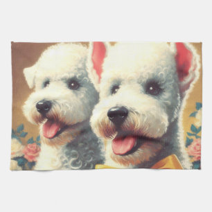 Linge De Cuisine Tableau vintage Bedlington Terrier