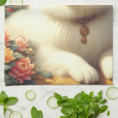 Linge De Cuisine Tableau vintage Samoyed Dog (Plié)