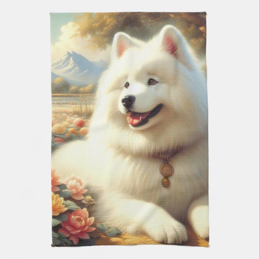 Linge De Cuisine Tableau vintage Samoyed Dog (Vertical)