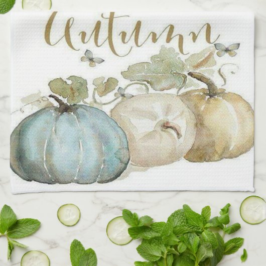 Linge De Cuisine Tablier cuisine Citrouille bleu automne (Plié)