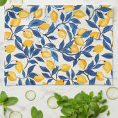 Linge De Cuisine Tablier de cuisine aux citrons bleu et jaune (Plié)
