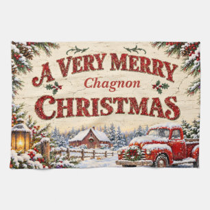 Linge De Cuisine Tablier de cuisine camion rouge Noël ferme vintage