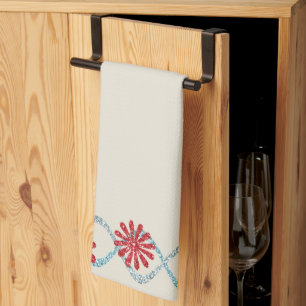 Linge De Cuisine Tablier de cuisine fleuri beige