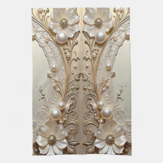 Linge De Cuisine Tablier de cuisine fleurs blanches modernes perles