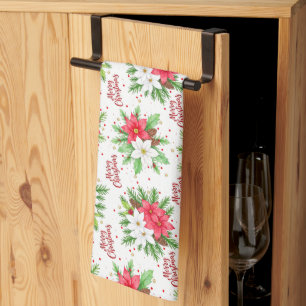 Linge De Cuisine Tablier de cuisine floral de Noël à l'aquarelle Po