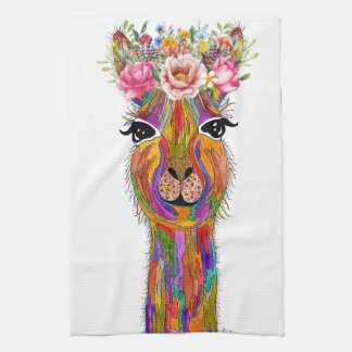 Linge De Cuisine Tablier de cuisine floral lama mignon et coloré