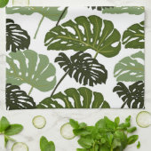 Linge De Cuisine Tablier de cuisine vert avec feuilles de Monstera (Plié)