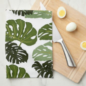 Linge De Cuisine Tablier de cuisine vert avec feuilles de Monstera (Quart Plié)