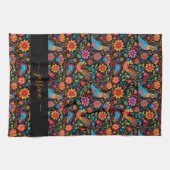 Linge De Cuisine tablier de nom floral noir mexicain (Horizontal)
