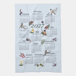 Linge De Cuisine Tablier de thé du calendrier 2027 Oiseaux et papil