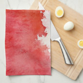 Linge De Cuisine Tache rouge, peint à la main abstrait d'aquarelle (Quart Plié)