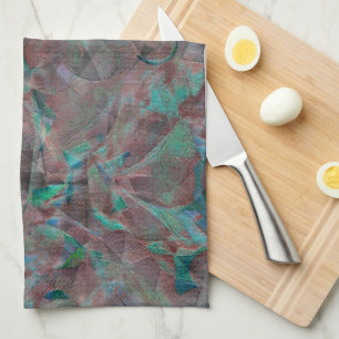 Linge De Cuisine taches Brown et cyanes sur plâtre mural infini