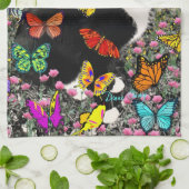 Linge De Cuisine Taches de rousseur dans les papillons - smoking (Plié)