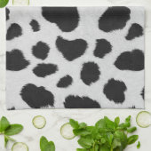 Linge De Cuisine Taches de vache noire et blanche texture de fourru (Plié)