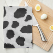 Linge De Cuisine Taches de vache noire et blanche texture de fourru (Quart Plié)