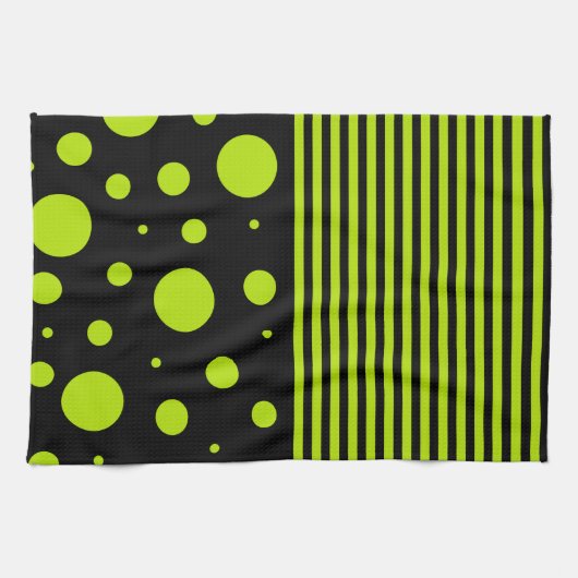 Linge De Cuisine Taches et Rayures - Vert Citron (Horizontal)