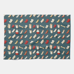 Linge De Cuisine talons hauts, pichets et tissus pliés