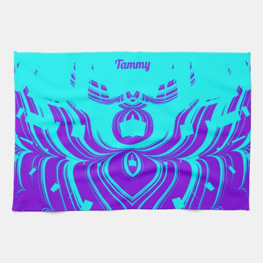 Linge De Cuisine TAMMY ~ FLUORO TONS ~ 3D ~ Purple Aqua ~ (Horizontal)