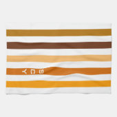 Linge De Cuisine Tan Brown Orange Vertical Stripes Monogramme (Horizontal)