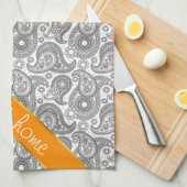 Linge De Cuisine Tangerine Black Paisley (Quart Plié)