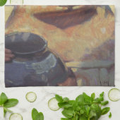 Linge De Cuisine Taos Indian tenant un pot d'eau par Blumenschein (Plié)