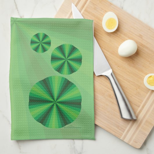 Linge De Cuisine Tapis de main vert illusion d'optique (Quart Plié)