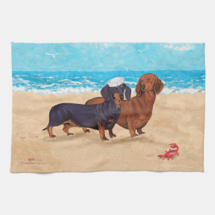 Linge De Cuisine Tapis de plage avec des Dachshunds