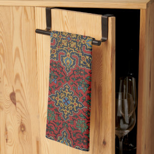 Linge De Cuisine Tapis persan vintage motif rouge bleu arabesque