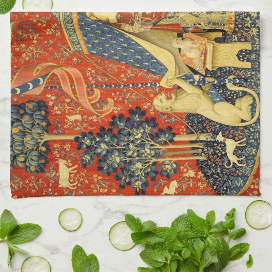 Linge De Cuisine Tapisseries Unicorne Lady Legend Médiéval (Plié)