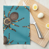 Linge De Cuisine Tarantula sur bleu (Quart Plié)