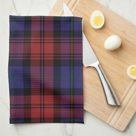 Linge De Cuisine Tartan Clan MacLachlan Plaid Purple Black Check (Quart Plié)