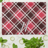 Linge De Cuisine Tartan classique Plaid Red Black Monogramme person (Plié)