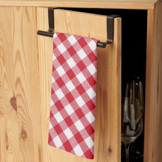 Linge De Cuisine Tartan en blanc et rouge (Pliage en tiers)