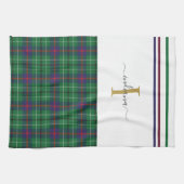 Linge De Cuisine Tartan Monogramme Script Plaid Rustique Personnali (Horizontal)