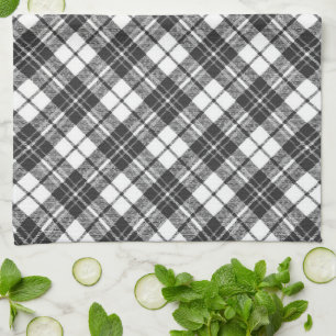 Linge De Cuisine Tartan motif vacances Noël noir blanc