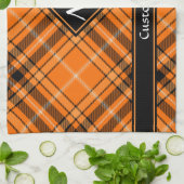 Linge De Cuisine Tartan orange d'Halloween (Plié)