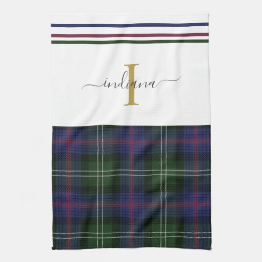 Linge De Cuisine Tartan Plaid Nom du monogramme rustique Clan Suthe (Vertical)